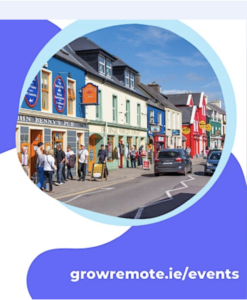 Grow remote logo with photo of Strand Street, Dingle