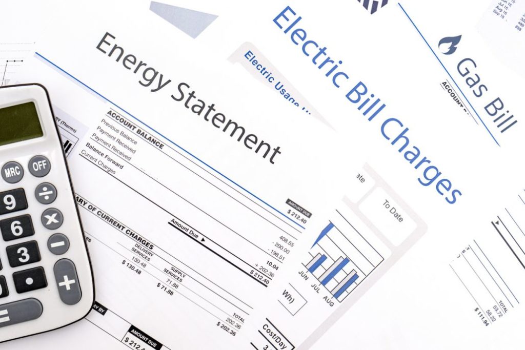 Graphic of generic energy bills: energy statement, electric and gas